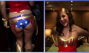 Girls gone wild - sexy brunette hair in hawt superhero cosplay plays with her soaked cum-hole
