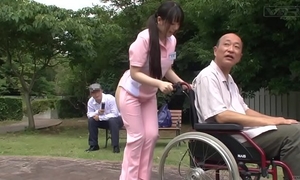 Subtitled extraordinary japanese half nude caregiver outdoors