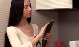 Russian real legal age teenager veronica snezna in the kitchen non-professional solo